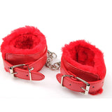 Sexy Adjustable PU Leather Plush Handcuff Ankle Cuff Restraints Bondage