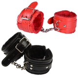 Sexy Adjustable PU Leather Plush Handcuff Ankle Cuff Restraints Bondage