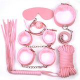 7pcs/Set Bondage Restraint PU Leather Plush Handcuffs Ankle Collar Whip Sexy Bondage