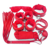 7pcs/Set Bondage Restraint PU Leather Plush Handcuffs Ankle Collar Whip Sexy Bondage