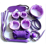 7pcs/Set Bondage Restraint PU Leather Plush Handcuffs Ankle Collar Whip Sexy Bondage