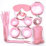 7pcs/Set Bondage Restraint PU Leather Plush Handcuffs Ankle Collar Whip Sexy Bondage