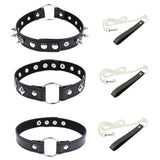 Fashion Leather Choker Necklace Adjustable Slave Collar Leash Bandage