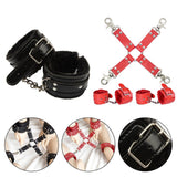Bdsm Bondage Rope Plush Handcuffs Ankle Cuff Restraint Cross Bandage